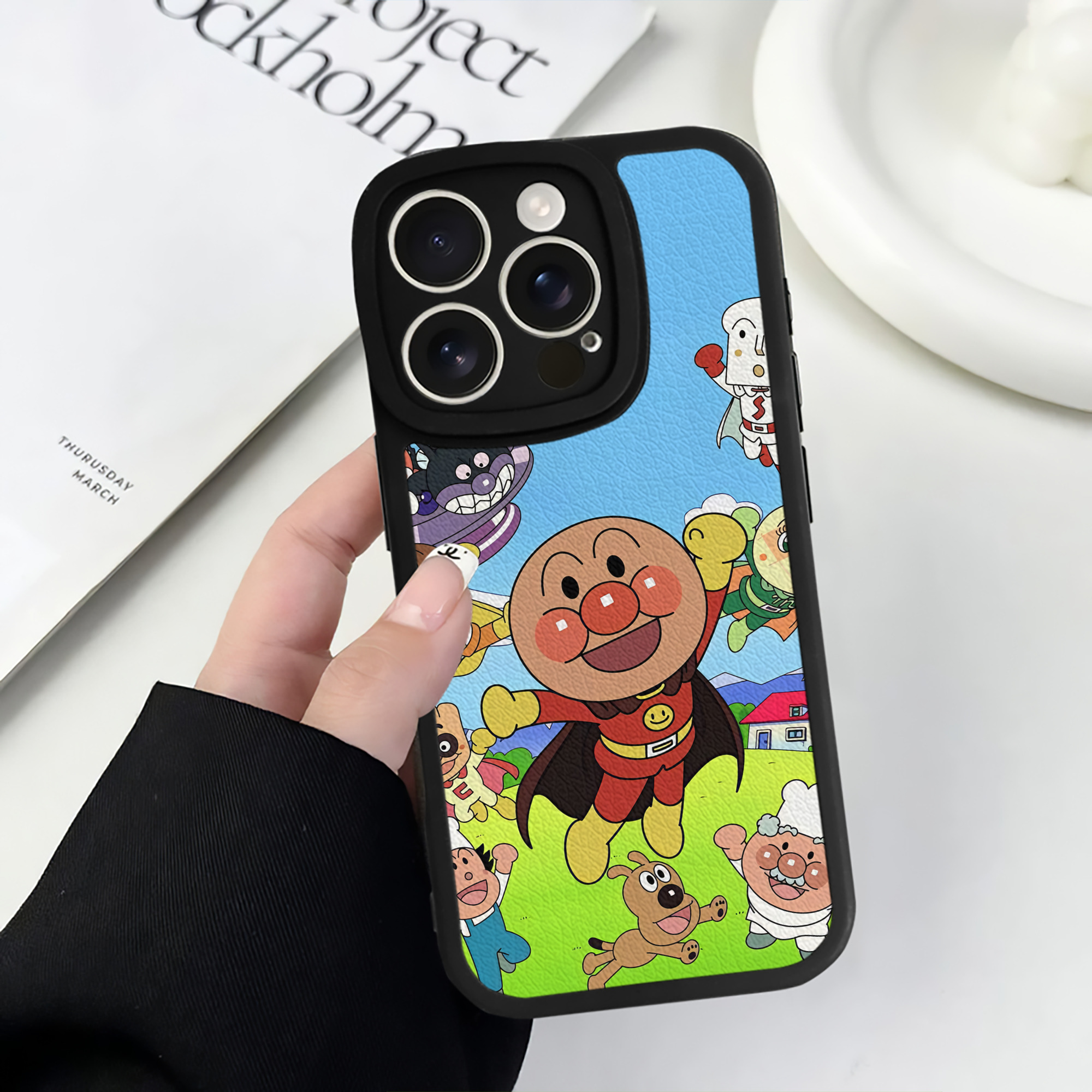 （画像用） アンパンマン Anpanman 【iPhone 16シリーズ対応】シリコンスマホケース（レザー調） 材質：シリコン